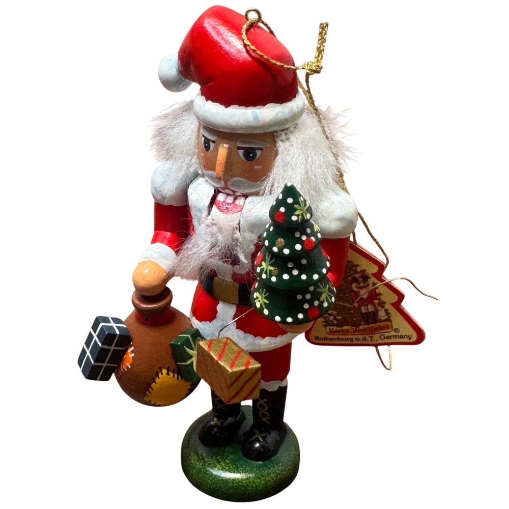 Kathe Wohlfahrt Wood Ornament Santa Nutcracker Hand Painted Germany Red 4.5in